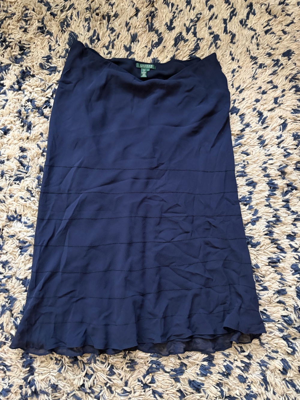 Lauren Ralph Lauren Navy silk A-Line Skirt size large